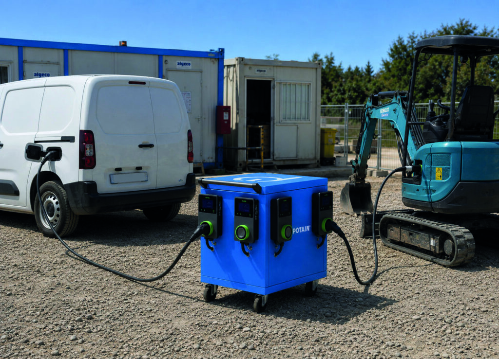 Présentation de la Box Drop'n Plug pour la recharge des véhicules électriques sur chantier chez Potain.